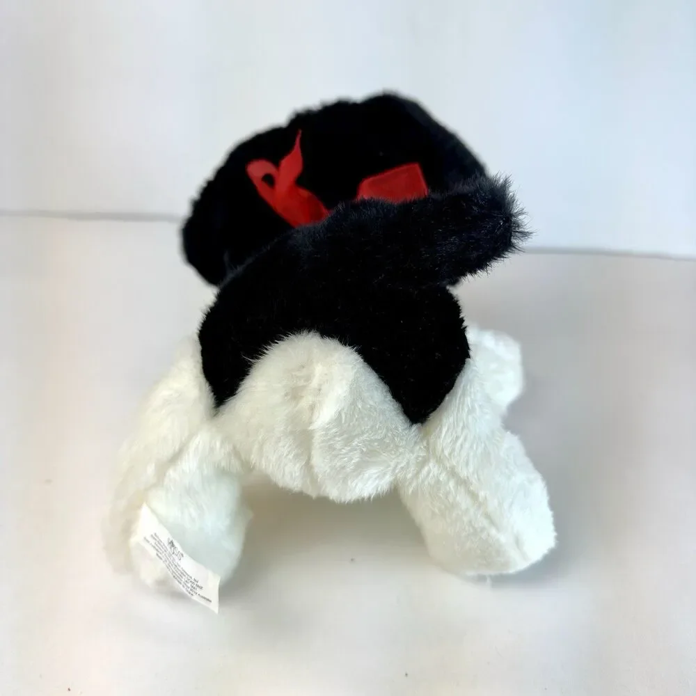 Russ Berrie Marshmallow Dog Plush Stuffed Animal White & Black Soft 9